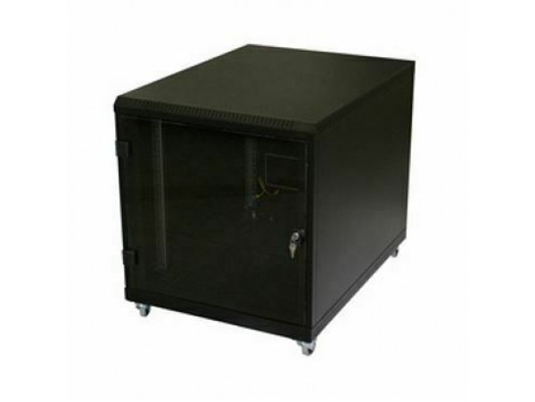 Triton kabinet 12U 620 600x1000 črn sestavljen s kolesi