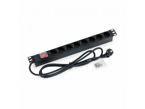 Triton razdelilec rack 8x230V ALU + stikalo črn