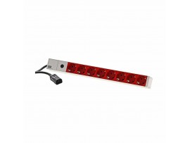 Bachmann razdelilec rack 8x250V ALU UPS C14 2m siv/rdeč 333.410