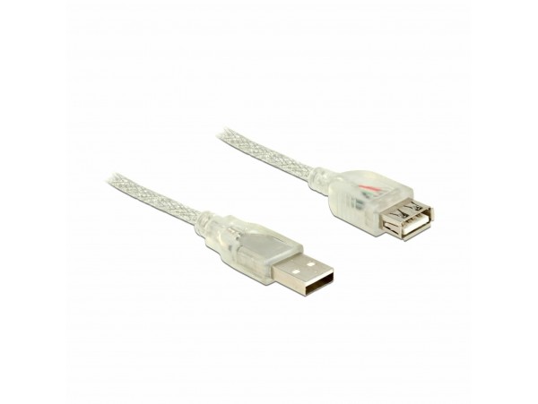 Delock podaljšek USB A-A 3m dvojno oklopljen transparent 83884