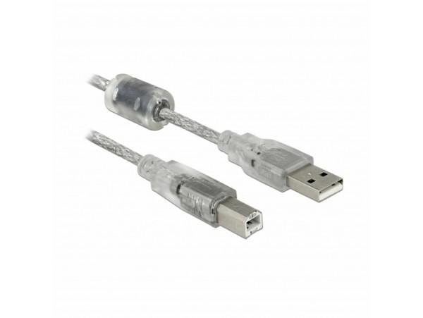 Delock kabel USB A-B 2m dvojno oklopljen transparent 83894