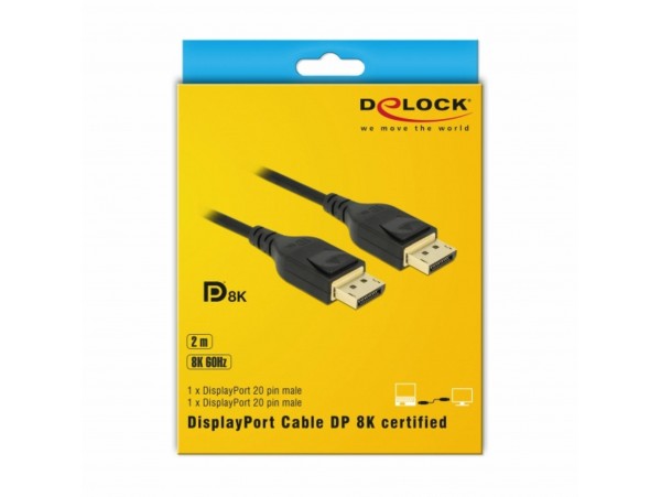Delock kabel DisplayPort 2m 8K 60Hz črn 85660