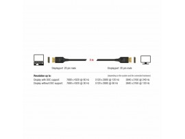 Delock kabel DisplayPort 3m 8K 60Hz črn 85661