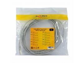 Delock kabel USB A-B 5m dvojno oklopljen transparent s ferito 83896