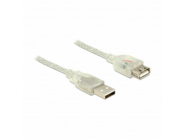 Delock podaljšek USB A-A 0,5m dvojno oklopljen transparent 83880