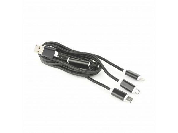 Cablexpert kabel USB Lightning/mikro/ TipC 1m črn za napajanje CC-USB2-AM31-1M