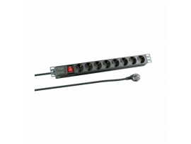 EFB razdelilec rack 8x220V ALU+stikalo črn EK631DE.2