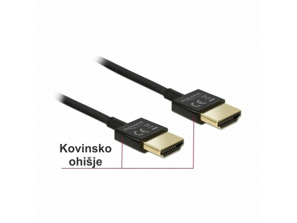 Delock kabel HDMI 3D 4K slim 0,25m 85117