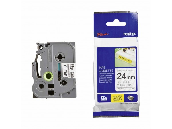 BROTHER trak TZe S151 prozoren/črn 24mm
