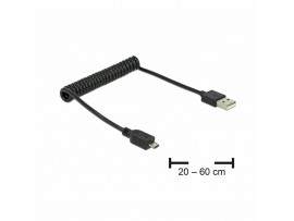 Delock kabel USB A-B mikro spirala do 0,6m 83162