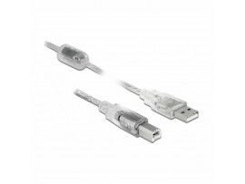 Delock kabel USB A-B 0,5m dvojno oklopljen transparent 82057 Delock kabel USB A-B 0,5m dvojno oklopljen transparent 82057
