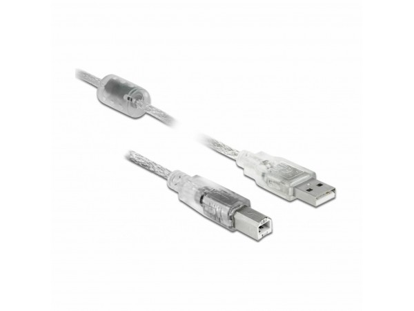 Delock kabel USB A-B 0,5m dvojno oklopljen transparent 82057