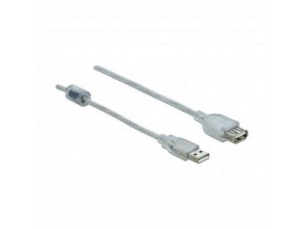 Delock podaljšek USB A-A 1m dvojno oklopljen transparent 83881