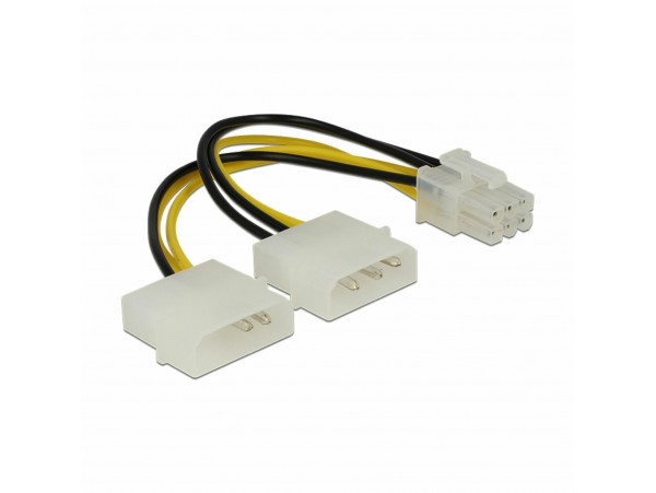 Delock adapter DC 2x Molex M - 6pin za PCIe grafične kart. 0,15m 82315