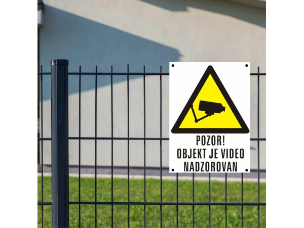PVC tabla POZOR! OBJEKT JE VIDEO NADZOROVAN 200x300mm bela