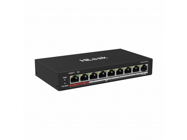 HiLook stikalo 100M  9-port 8x PoE mini kovinsko ohišje NS-0109P-60(B)