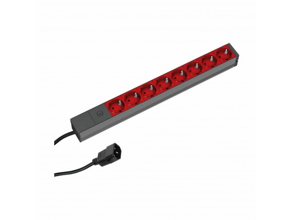 Bachmann razdelilec rack 8x250V ALU siv prenapetostna zaščita UPS 2m 333.538