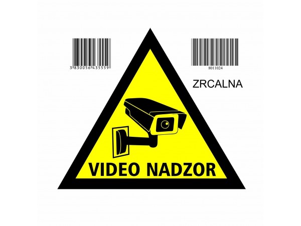 Nalepka trikotna zrcalna "VIDEONADZOR"A5 (145x145) obojestranska