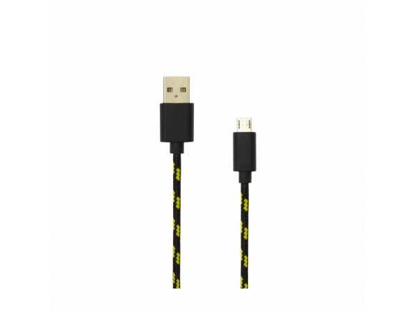 SBOX kabel USB A-B mikro 1m črn bombažna zaščita