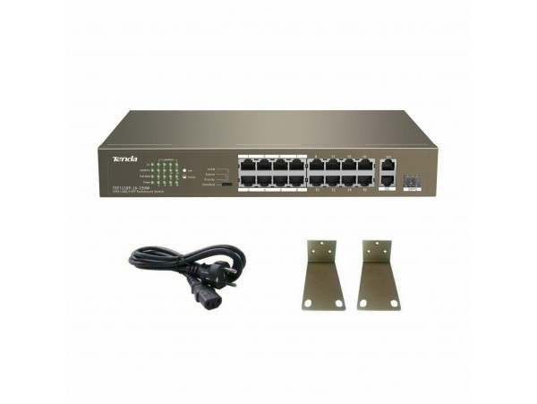 Tenda stikalo 100M 18-port 16x PoE 1xSFP 2xGiga rack / namizni TEF1118P-16-150W