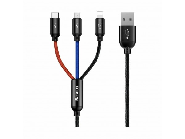 Baseus polnilni kabel USB 3v1 Lightning/ TipC/Mikro 3.5A tri barve 1,2m
