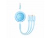 Baseus polnilni kabel USB 3v1 Lightning/ TipC/Mikro 3.5A svetlo/moder 1,1m