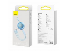 Baseus polnilni kabel USB 3v1 Lightning/ TipC/Mikro 3.5A svetlo/moder 1,1m