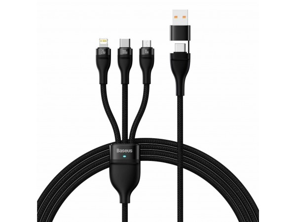 Baseus kabel USB TipC/TipA 2v3 Lightning /TipC/Mikro 100W 1.2m črn CASS030101