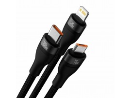 Baseus kabel USB TipC/TipA 2v3 Lightning /TipC/Mikro 100W 1.2m črn CASS030101