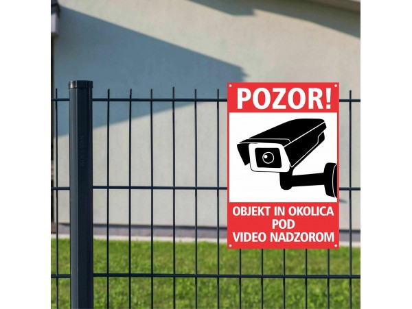 PVC tabla POZOR! OBJEKT, OKOLICA POD VIDEO NADZOROM 200x300mm