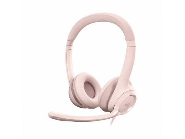 Logitech slušalke+mikrofon H390 roza 981-001281