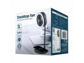 Gembird LED namizna svetilka z ventilatorjem in brezžičnim polnilcem