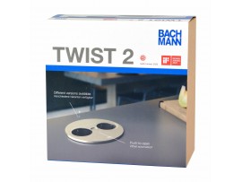 Bachmann TWIST 2 vgradna vtičnica srebrna za kuh.pult 2x220V 946.000