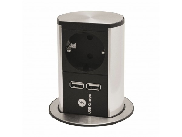 Bachmann ELEVATOR potopni stebriček 1x240V, 2x USB 928.020
