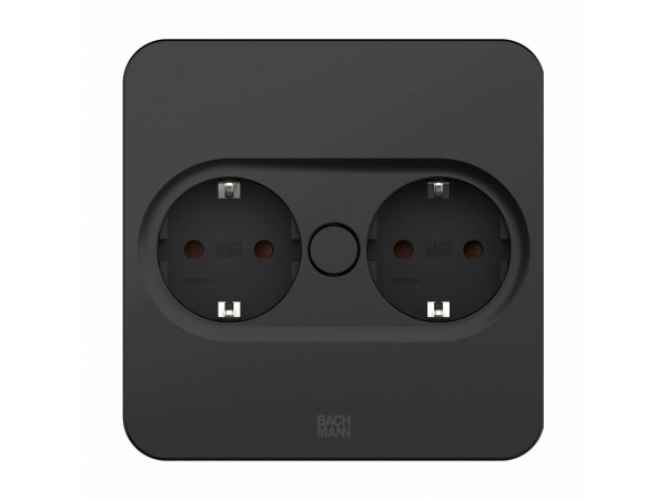 Bachmann TWIST 2 vgradna vtičnica črna kvadrat 2x220V 946.101
