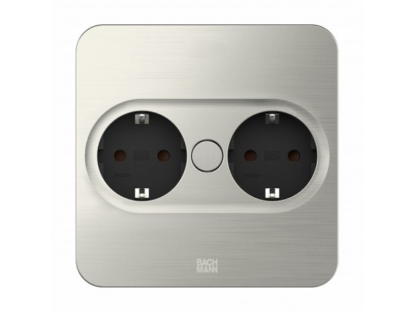 Bachmann TWIST 2 vgradna vtičnica srebrna kvadrat 2x220V 946.001