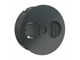 Bachmann TWIST vgradna vtičnica mat črna za kuh.pult 220V 2xUSB 931.131