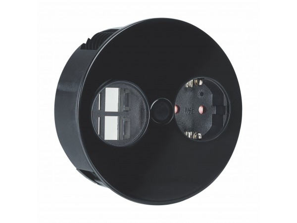 Bachmann TWIST vgradna vtičnica črna za kuh.pult 1x220V 1x prazen 931.133