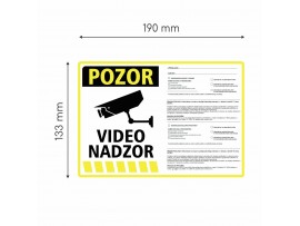 Nalepka "VIDEONADZOR" A5(190x133) rumena + 77. in 78. člen ZVOP-2