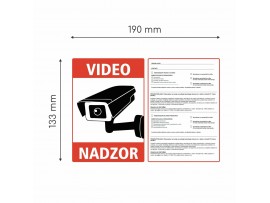 Nalepka "VIDEONADZOR" A5 (190x133) rdeča + 77. in 78. člen ZVOP-2