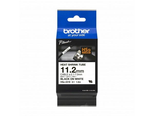 BROTHER trak HSE231E bel/črn 11,2mm termo skrčljiv