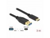 Delock kabel USB 3.2 A-C 3m črn 84006
