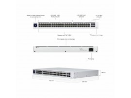 Ubiquiti stikalo 1G 48-port rack 4xSFP 32x PoE Unifi Gen2 195W USW-48-POE