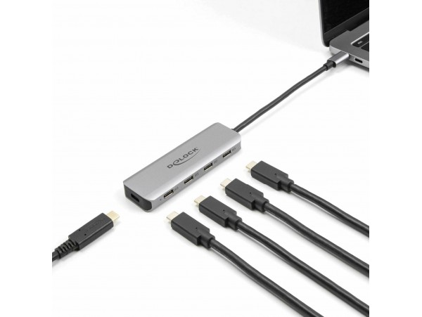 Delock hub USB 3.1 5x TipC 5/Gbps srebrn 64238