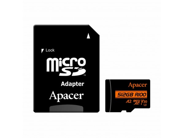 APACER microSD XC  512GB spominska kartica U3 R100 V30 A2 AP512GMCSX10U8-R