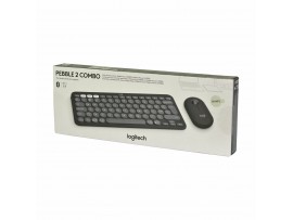 Logitech tipkovnica & miška Pebble 2 Combo, Bluetooth grafitna 920-012239