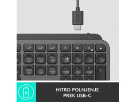 Logitech tipkovnica MX Keys S osvetljena SLO brezžična grafitna 920-011591