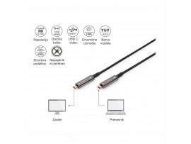 Digitus kabel USB 3.1 C-C 4K 60Hz AOC 10m hibridni črn AK-330160-100-S
