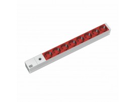 Bachmann razdelilec rack 8x250V ALU UPS C14 2m siv/rdeč 333.410