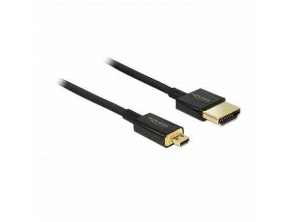 Delock kabel HDMI D-mikro  3D 4K slim 1,5m črn 84782
